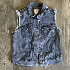 Studded Gray Denim Vest Rockstar Vibes in Women's Small